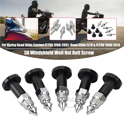 Fit For Harley Road Glide 1998-13 Windscreen Well Nut and Screw Kit Windshields - Изображение 1 из 4