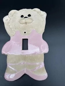 Vintage Cute Bear Ballerina Light Switch Plate Tan & Pink Nursery Decor - Picture 1 of 5