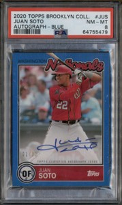 2020 Topps Brooklyn Collection Autograph Blue Juan Soto Auto /30 PSA 8