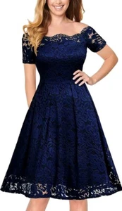 MISSMAY Women's Retro Floral Lace Short Sleeve Cocktail Party Swing XS Dress #7 - Picture 1 of 17