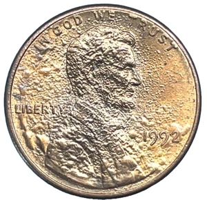 1992 P Lincoln Cent Error,  w/Major Plating Blisters- Great Example - Picture 1 of 10