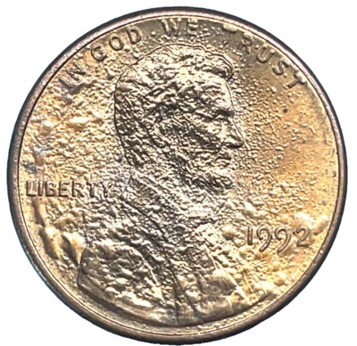 1992 P Lincoln Cent Error,  w/Major Plating Blisters- Great Example - Image 1 of 4
