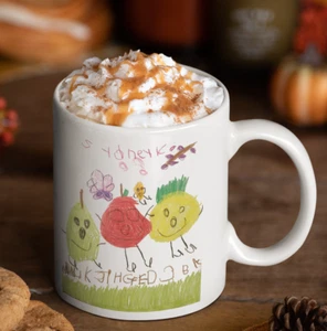 Personalized Kids Drawing Mug, Kids Artwork Mug, Child's Drawing Custom Mug - Picture 1 of 6