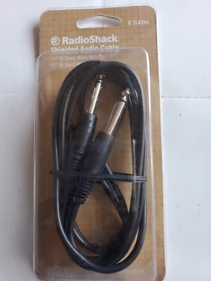 [NEW]-6-ft Audio Cable 1/4" (6.3mm) Mono Male To Male RadioShack 4202381 - Image 1 of 2