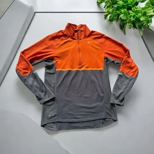 Nike Running DriFit S OrangeGray 1/4 Zip Pullover Light Weight Long Sleeve 2439 - Picture 1 of 6