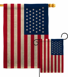 United States 1890-1891 Burlap Garden Flag Americana Old Glory Yard House Banner - Picture 1 of 19