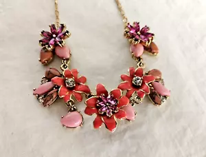 Beautiful Kate Spade Floral Dripping Flower Bib Necklace Crystals - Picture 1 of 9