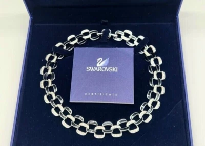 Collar de eslabones de cadena cubanos dobles reversibles de cristal de Swarovski con esmalte negro Foto 1 de 4