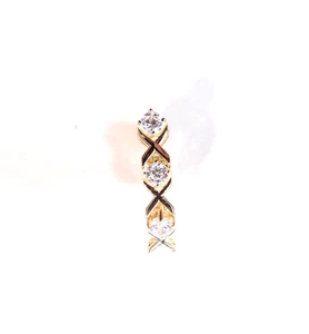 Solid 14k yellow gold XO style belly button ring with white cubic zirconia's - Picture 1 of 2