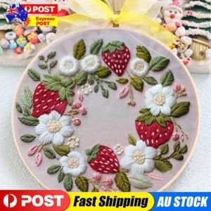 Flower Cotton Stamped Embroidery Cross Stitch Kit w/ Pattern for Beginner30x30cm - Picture 1 of 10