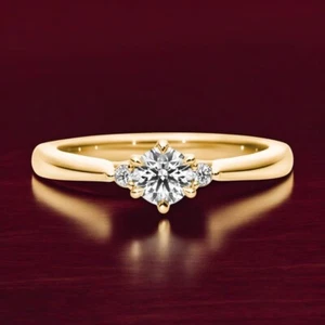Diamond Engagement Ring Round Cut 0.60 Ct Lab Created 14K Yellow Gold - Picture 1 of 9