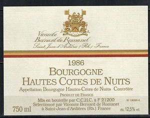 Etiquette de Vin - Bourgogne - Hautes Cotes de Nuits-750ml-- Réf.n°83 - Picture 1 of 1