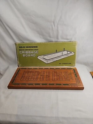 Hardwood Cribbage Board Master Continuous Track 12 Pegs Crestline  #115 Vintage - Image 1 of 4