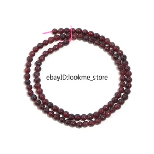 Natural Round Red Garnet Stone Beads For Bracelets Necklace Jewelry Making DIY - Picture 1 of 17