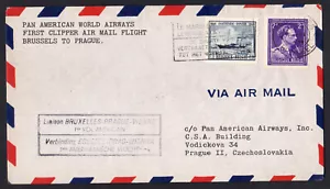 BELGIEN - 1946 PAN AMERICAN AIRWAYS BRUSSELS to PRAGUE FIRST FLIGHT COVER FFC - Bild 1 von 5