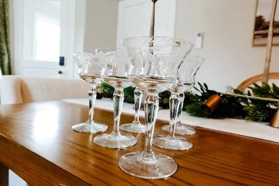 6 copos de coquetel vintage florais gravados - Imagem 1 de 4