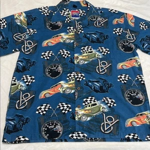 Vintage Dem Crazy Racing Button Up Hemd Herren XL Hot Rod Karierte Flagge Retro - Bild 1 von 8