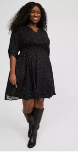 Torrid Mini Shirt Kleid Damen 2 (2X) blau Challis Webstoff Taschen NEU - Bild 1 von 8