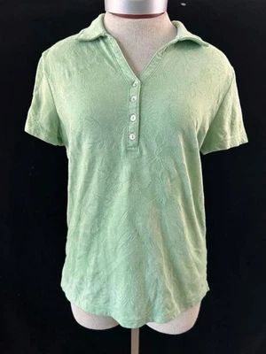 Blusa Caribbean Joe Top Talla M Manga Corta Cuello en V Jersey Verde Floral Foto 1 de 4