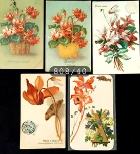 N° 808/40 -Lot de 5 Cpa Cartes postales  Pub LEROUX Cyclamen  Souhaits Ecrites - Imagen 1 de 4