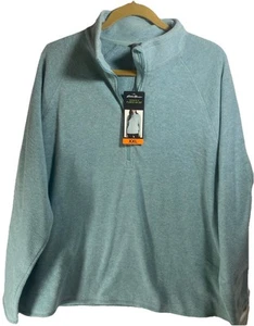 Size XXL Eddie Bauer Fleece Women Long Sleeve Light Blue 1/4 Zip Pullover - Picture 1 of 4