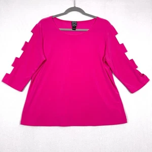 Blusa Clara Sun Woo Top Mujer XL Rosa Corte Manga 3/4 Elastizada Hecha en EE. UU. - Imagen 1 de 12