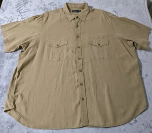 Camisa Polo Ralph Lauren Hombres 3XB Grande Mezcla de Lino Manga Corta Safari Exterior - Imagen 1 de 15