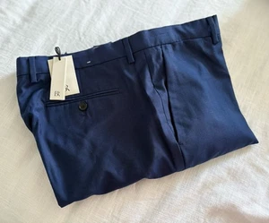 Pantalone tuta uomo BANANA REPUBLIC slim lana italiana 36x32 blu brillante NUOVO/difetto - Foto 1 di 12