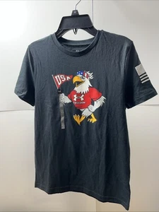 Under Armour Youth Boys Black T Shirt Freedom USA Eagle Short Sleeve , Size YM - Picture 1 of 2