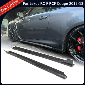 For Lexus RC F RCF Coupe 2015-2018 REAL CARBON FIBER Side Skirts Extension Lips - Picture 1 of 14