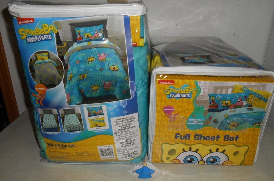 NICKELODEON SPONGEBOB SQUAREPANTS EPIC SPONGE 5 PIECE FULL COMFORTER SHEET SET - Image 1 of 1