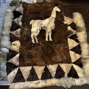 Vintage Alpaca Fur Llama Wall Hanging Rug 53x53 – Fragile Repair or Repurpose - Picture 1 of 16