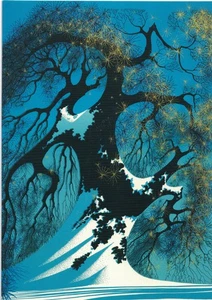 Eyvind Earle "Winter Bonsai" blank note card Mid Century Modern Disney artist - Picture 1 of 2