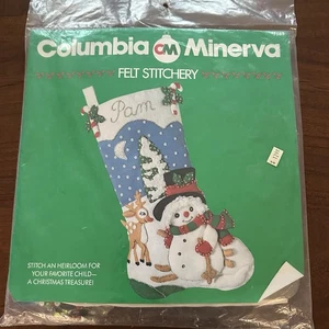 Columbia Minerva Christmas Frosty Snowman Felt Stocking Kit 7585 Sealed - Picture 1 of 6