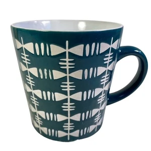 Fabulous Home Teal Blue Etched Print Oversized Heavy Ceramic Coffee Mug 20 Oz - Picture 1 of 10