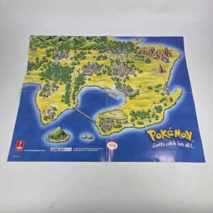 Carte Pokémon Rouge Bleu Jaune Gameboy Couleur Vintage 1999 Affiche Région Kanto Promo - Photo 1/10