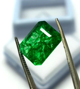 Natural Green Emerald Emerald Cut Loose Gemstone 9.85 Ct Certified Zambia Origin - Picture 1 of 4
