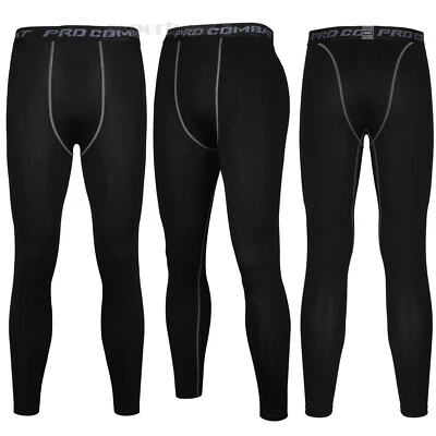 Men Compression Pants Thermal Tight Base Under Layer Workout Leggings Gym Sports - Image 1 of 4