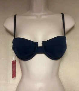 NWT Stretchy Dark Blue Regular Size XS Bikini Top By Liberty & Justice - Picture 1 of 15