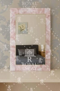 Rectangular Rose Quartz Mirror Frame–Natural Vanity and home Art–Luxury Piece - Picture 1 of 10