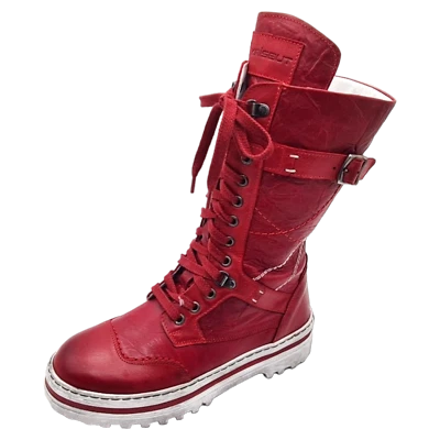 KRISBUT Damen Stiefel Langschaft mit Lammwolle 3212-4-3 Rot