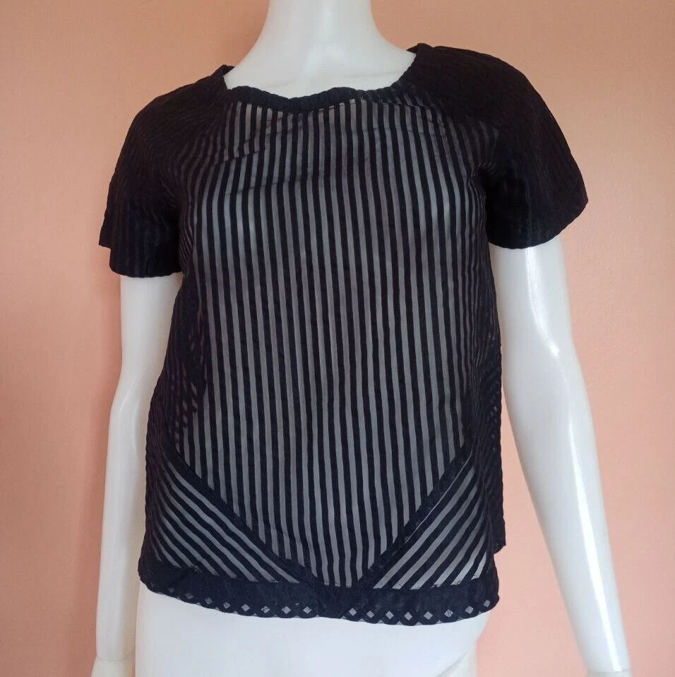 FRANKIE MORELLO ITALIA TOP RAYAS TRANSPARENTES NEGRO TALLA XS Foto 1 de 4