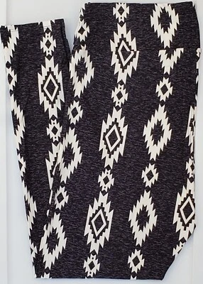 TC2 LuLaRoe Alto y Curvilíneo2 Leggings Azteca Suroeste Tribal Gris Blanco Negro U26 Foto 1 de 4