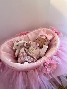 Berenguer Caucasian Newborn Baby Doll Vinyl Girl 14”Anatomically Correct W/ Bed - Picture 1 of 22