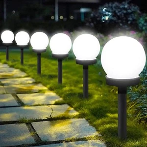 4er-Set Solar-Gartenkugeln LED – Weißes Licht, Außenbeleuchtung, wetterfest - Bild 1 von 7
