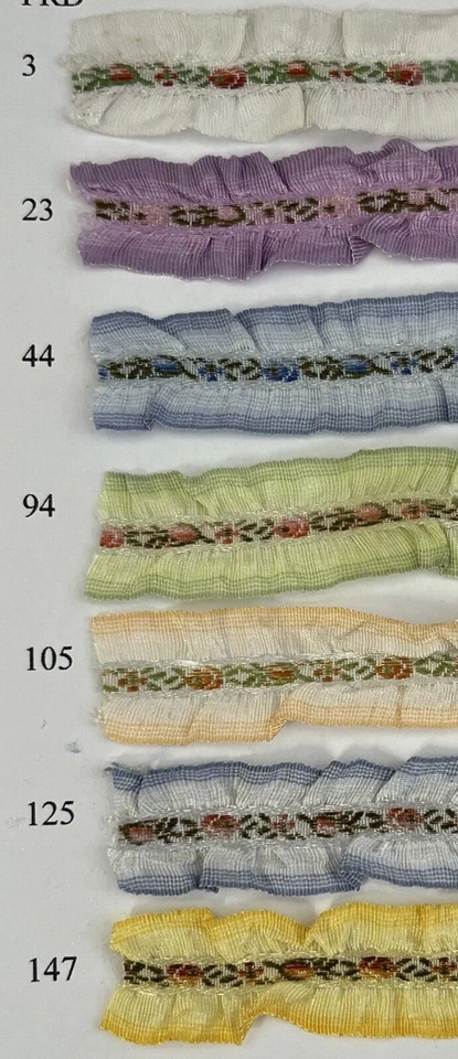 Double Ruffle Edge Embroidered Ribbon. 5/8"  Rayon made in France. - Image 1 of 1