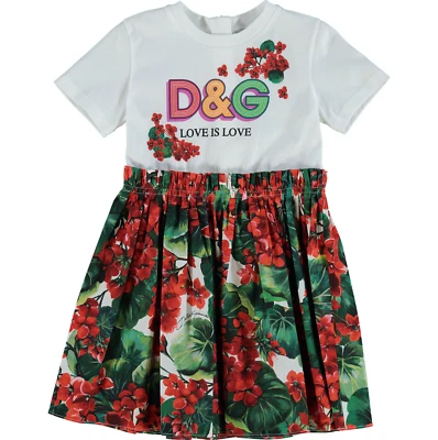 DOLCE & GABBANA Girls White & Red Floral Dress - 10 Years — 第 1/2 张图片