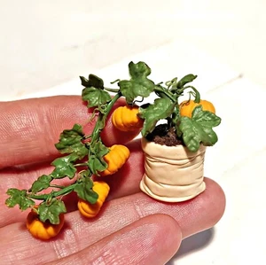 Doll Bush Pumpkin Vegetable Plant Food Dollhouse Miniature Scale 1:12 Handmade - Afbeelding 1 van 2