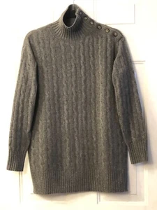 Polo Ralph Lauren Womens Sz XS Oversized Sweater Tunic Cable Knit Mock Neck Gray - Picture 1 of 10