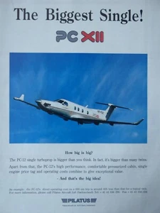 1995 PUB AVION PILATUS PC-12 BUSINESS AIRCRAFT FLUGZEUG HB-FOC ORIGINAL ANZEIGE - Bild 1 von 1